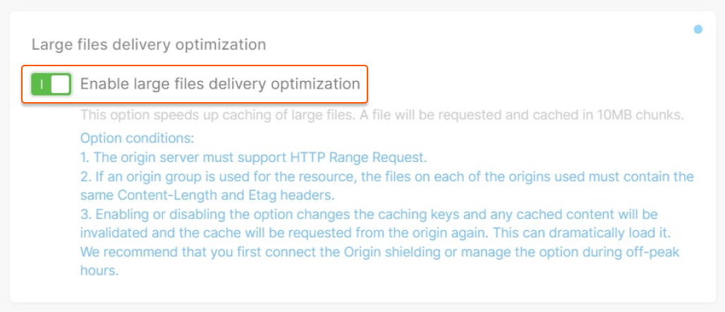 Enable Large files delivery optimization