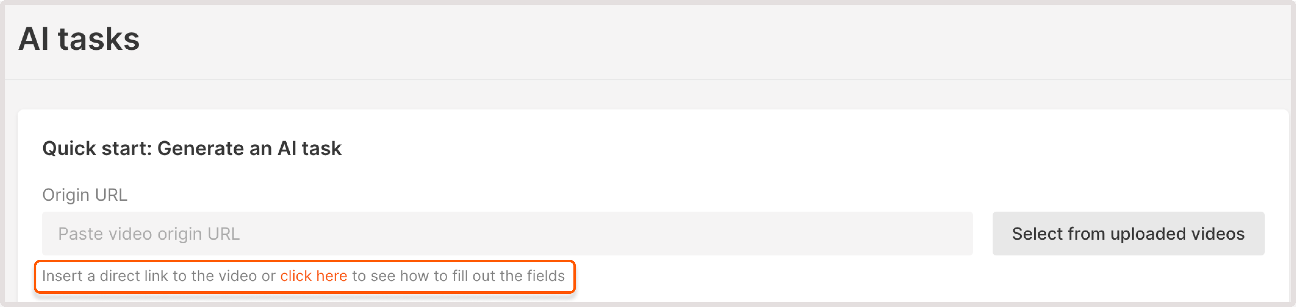 Example of the origin URL