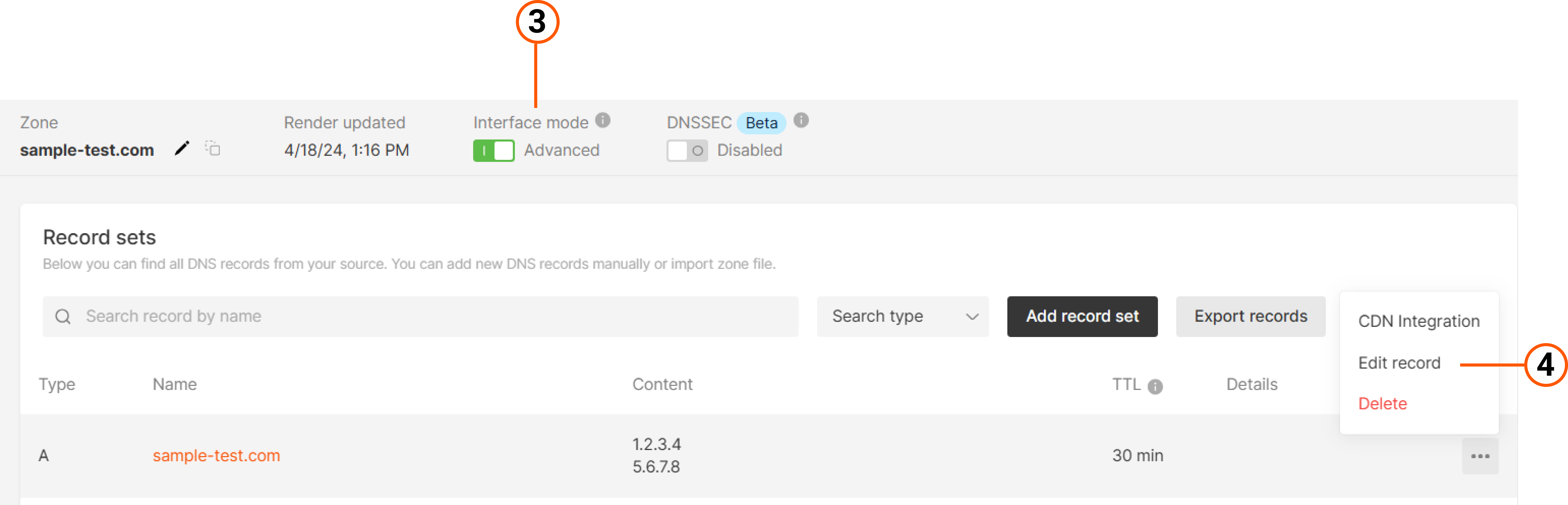 Open a Records list/Edit record set page