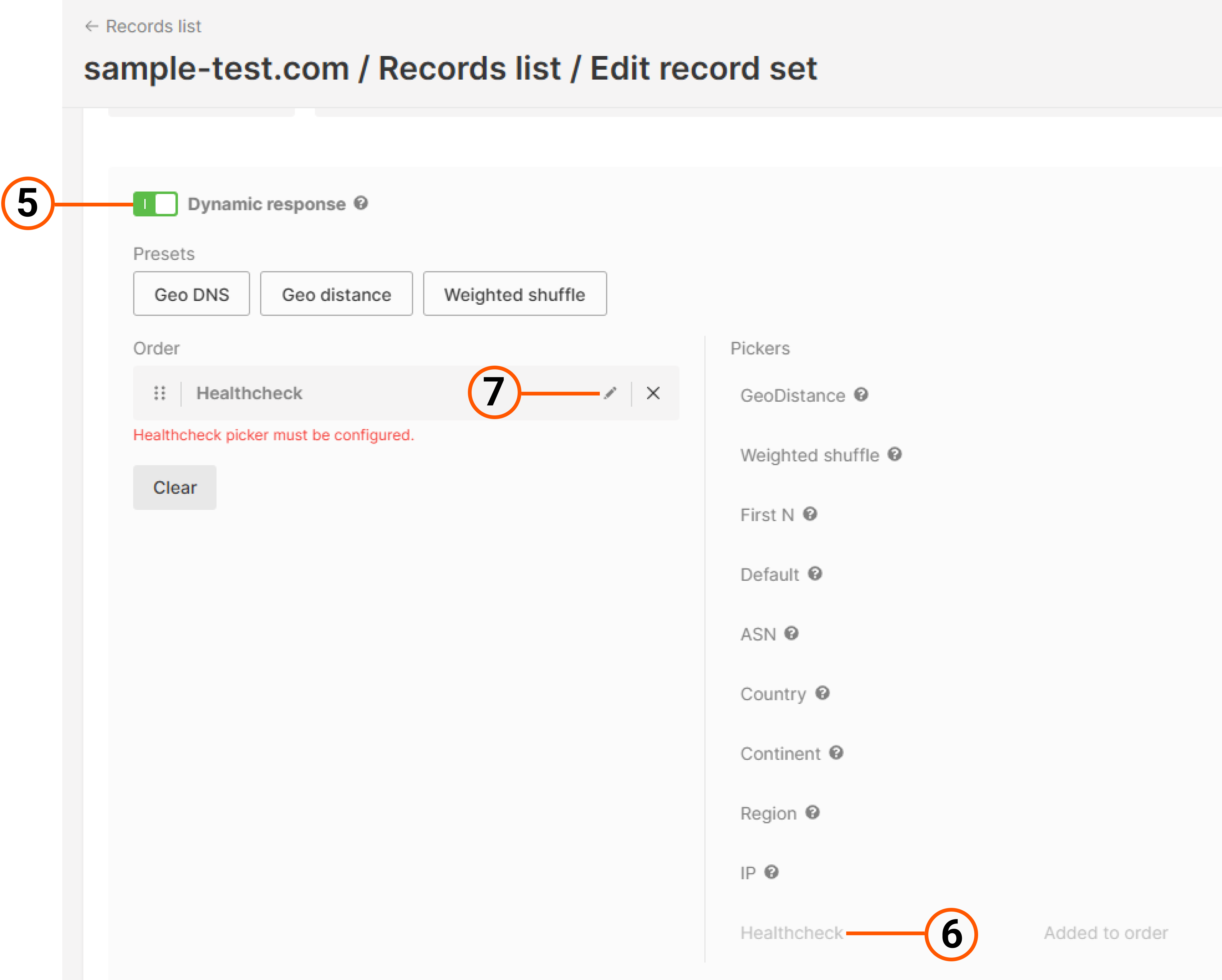 Select a Healthchecks picker