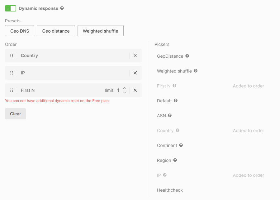 Dynamic response configuration