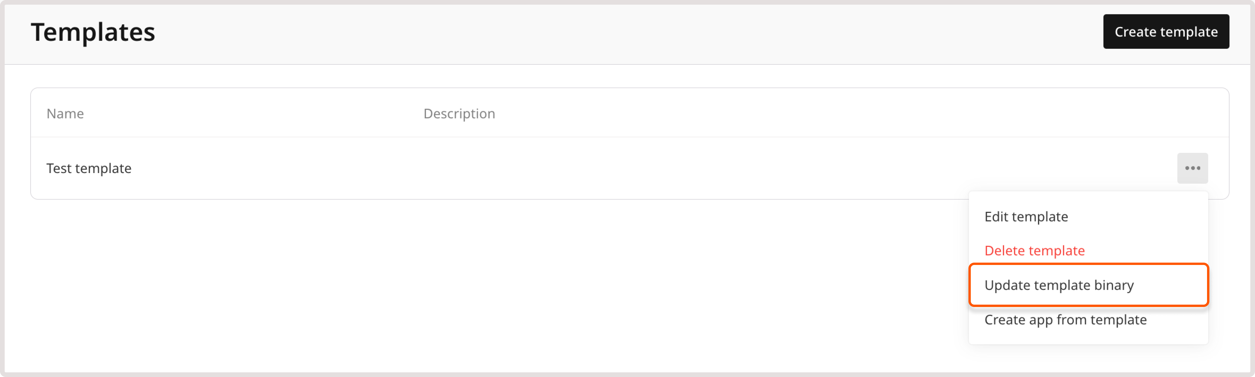 Update template binary